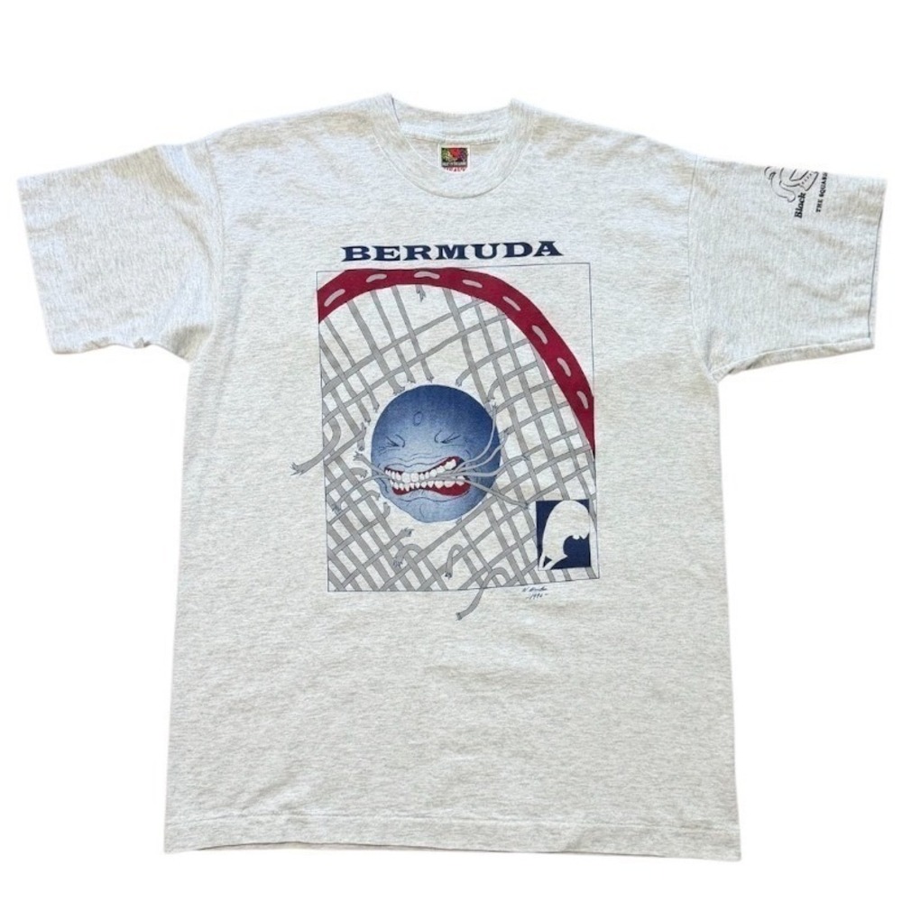 Vintage 90s Bermuda Squash Racquet Ball Sports Cartoon Ball Head Graphic T-shirt